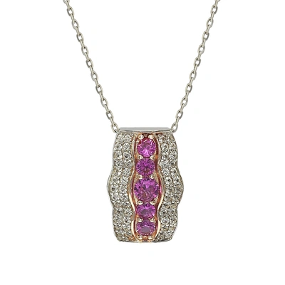 Suzy Levian Sterling Silver Pink Sapphire And Diamond Accent Wavy Pendant