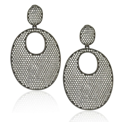 Suzy Levian Blackened Sterling Silver Cubic Zirconia Earrings