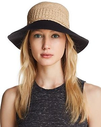 Helen Kaminski Cotton Brim Raffia Hat - Brown In Natural/black