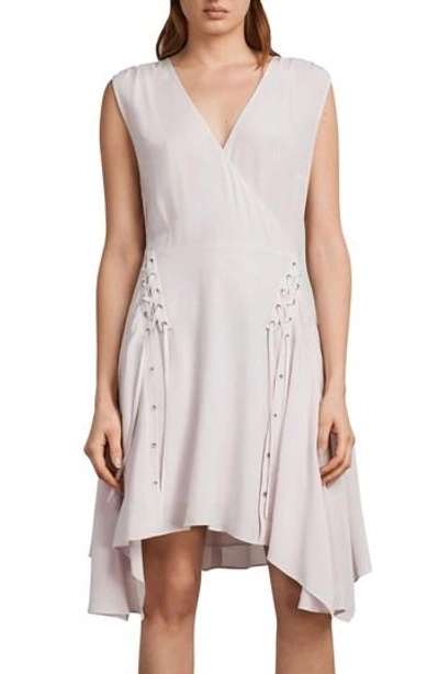 Allsaints Miller Lace-up Dress In Lilac Pink