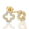 Suzy Levian Cubic Zirconia Yellow Sterling Silver Clover Stud Earring