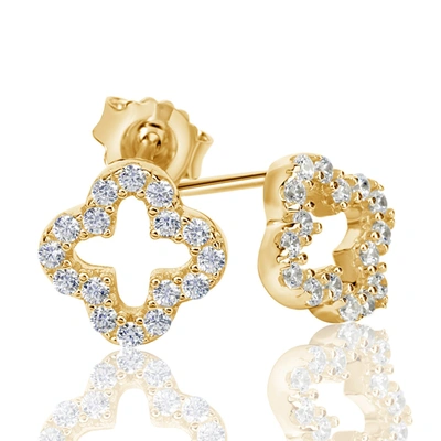 Suzy Levian Cubic Zirconia Yellow Sterling Silver Clover Stud Earring