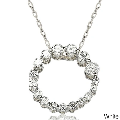 Suzy Levian Sterling Silver Cubic Zirconia Circle Journey Necklace In White
