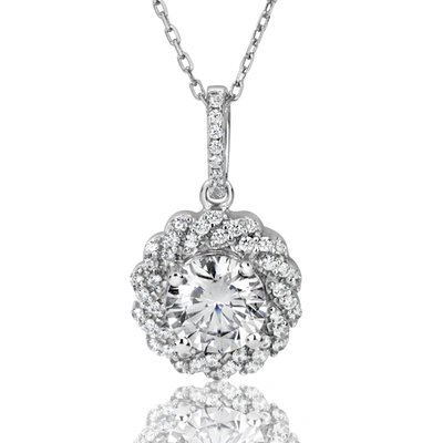 Suzy Levian Pave Solitaire Cubic Zirconia Sterling Silver Rope Pendant In White