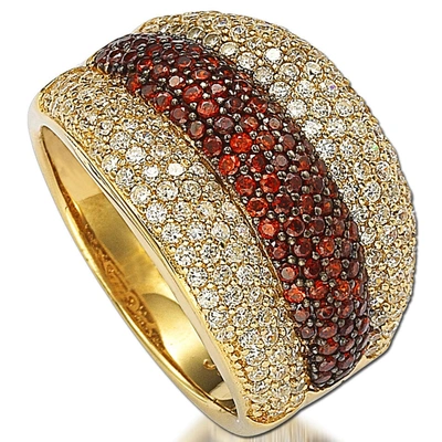 Suzy Levian Gold Over Sterling Silver Cubic Zirconia Reddish Brown Ring