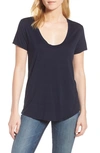 Splendid U-neck Jersey Short-sleeve Top In Navy