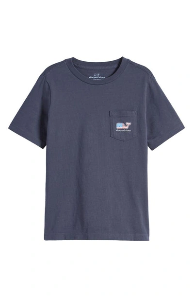 Vineyard Vines Boys' Cotton Flag Whale Logo Graphic Pocket Tee - Little Kid, Big Kid In Vineyard Navy
