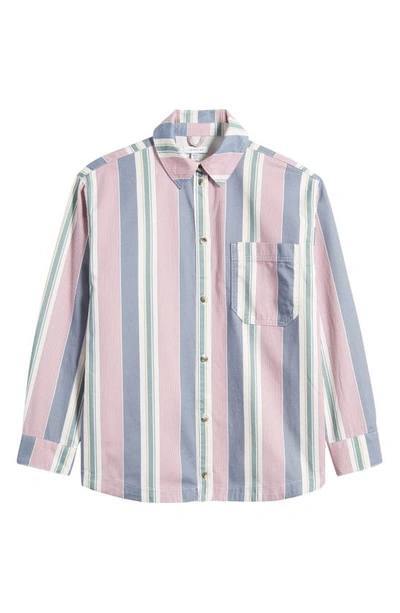Topshop Stripe Relaxed Fit Shirt In Purple