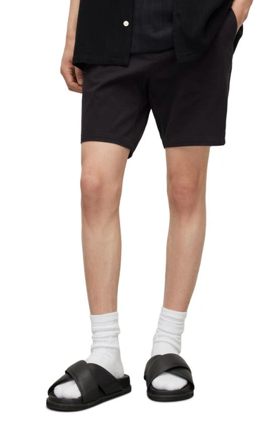 Allsaints Neiva Flat Front Stretch Twill Shorts In Koto Black