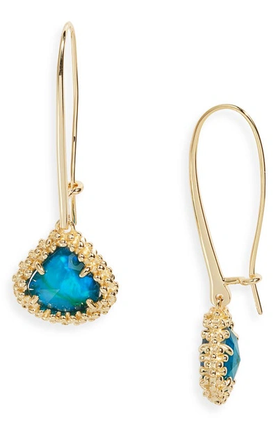 Kendra Scott Kendall Wire Drop Earrings In Gold Teal Abalone