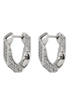 Luv Aj Pave Cuban Link Hoop Earrings In Silver