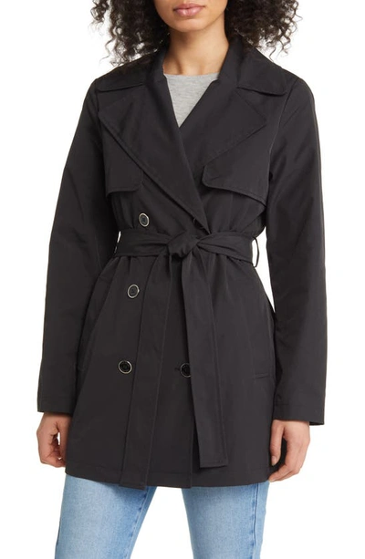 Via Spiga Double Breasted Belted Trench Coat In Black