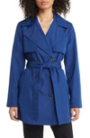 Via Spiga Double Breasted Belted Trench Coat In Soft Sapphire