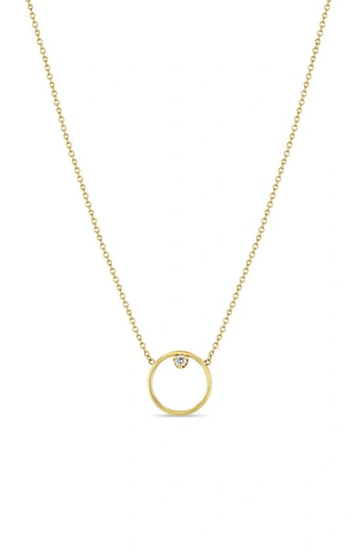 Zoë Chicco Diamond Circle Necklace In 14k Yellow Gold