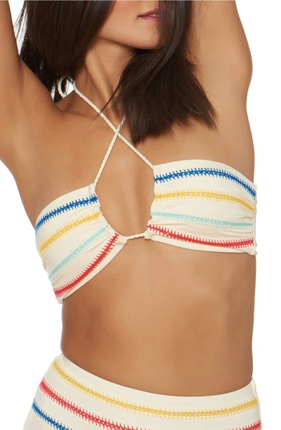 Dolce Vita Embroidered Halter Bikini Top Women's Swimsuit In Buttercream