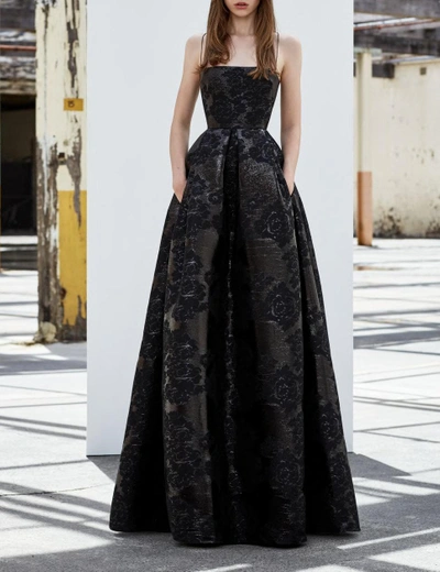 Alex Perry Fall/winter 2018  Merrit-black Lurex Jacquard Strapless Gown