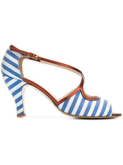 Lenora Striped Open-toe Sandals - Blue