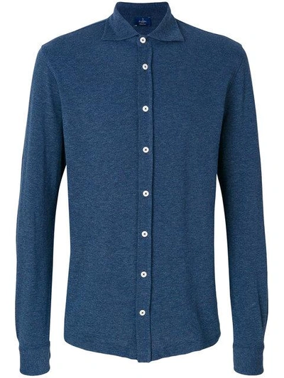 Barba Napoli Barba Long Sleeve Polo Shirt - Blue