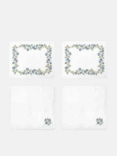 Loretta Caponi Morning Glory Placemat And Napkin Set In White