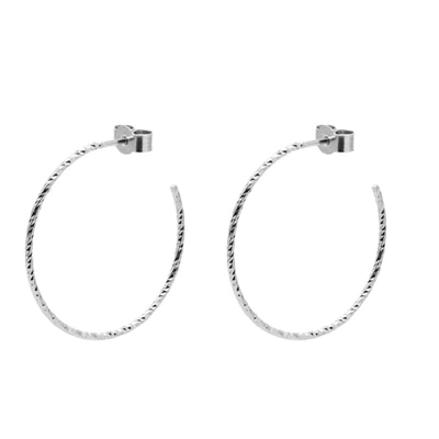 Myia Bonner Silver Large Faceted Hoop Earrings