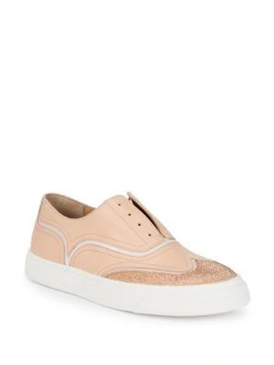 Giuseppe Zanotti Studded Leather Slip-on Oxford Sneakers In Shell
