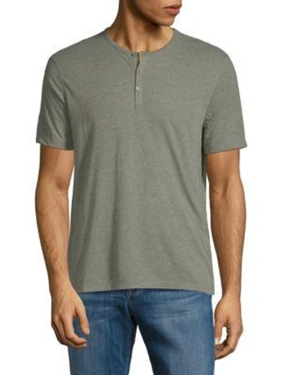 John Varvatos Short Sleeve Henley T-shirt In Tarp Green