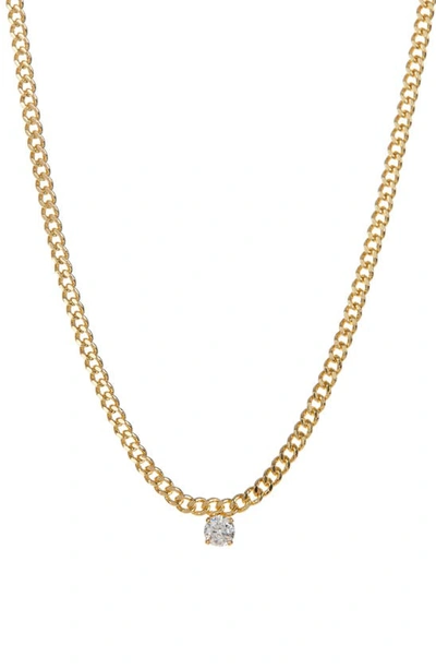 Luv Aj Cubic Zirconia Solitaire Necklace In Gold
