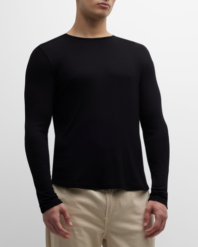 Monfrere Men's Solid Ribbed T-shirt In Ribbed Noir