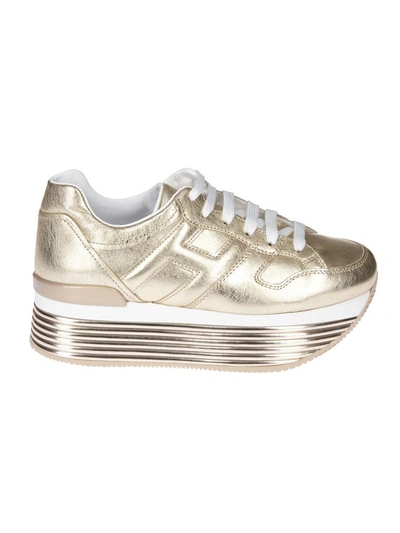 Hogan Maxi H222 Metallic Platform Sneakers In Yellow