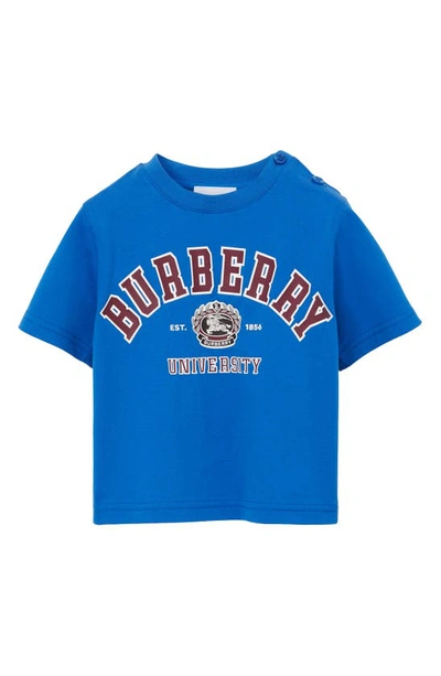 Burberry Kids' Boy's Cedar College Logo-print T-shirt In Blue