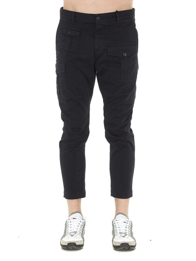 Dsquared2 Stretch Cotton Pants In Blue