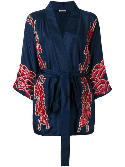 P.a.r.o.s.h Embroidered Wrap Jacket In Blue