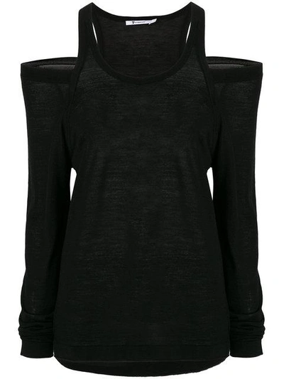 Alexander Wang T T By Alexander Wang Cold Shoulder Knitted Top - Black