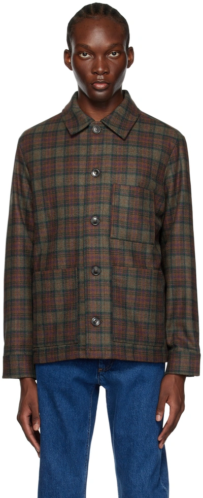Apc Emile Checked Wool-blend Flannel Overshirt In Caa Brown