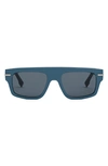 Fendi Graphy Rectangular Sunglasses, 54mm In Shiny Blue