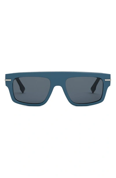 Fendi Graphy Rectangular Sunglasses, 54mm In Shiny Blue