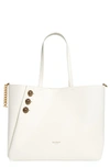 Balmain Embleme Large Leather Shopping Tote With Removable Pouch In 0da Cream