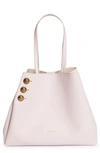 Balmain Embleme Large Leather Shopping Tote With Removable Pouch In Rose