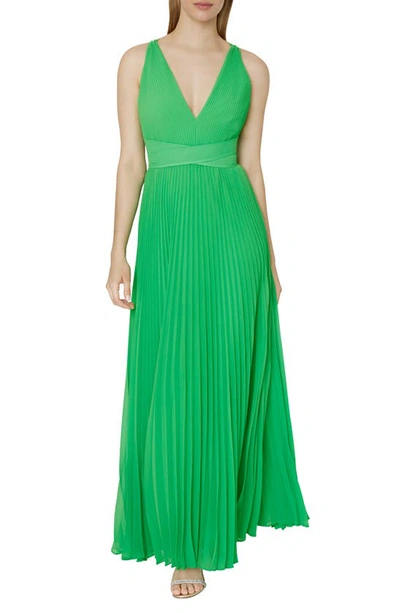 Milly Oria Pleated Dress In Kelly Green