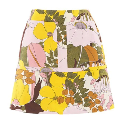 La Doublej Mini Skirt In Big_flower_rose