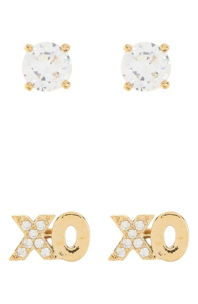 Nadri Sweethearts Xo Cz Stud Earrings Set In Gold
