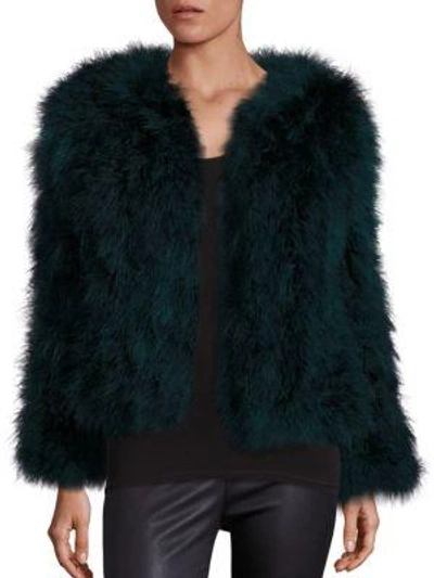 Pello Bello Fluffy Feather Jacket In Forest Green