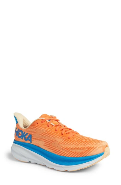 Hoka Clifton 9 Running Shoe In Vibrant Orange / Impala