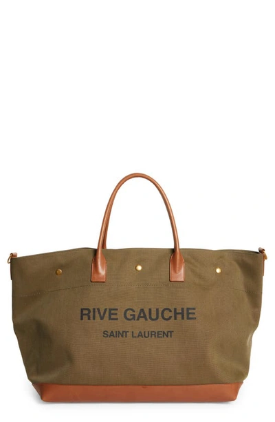 Maxi Cabas Rive Gauche Tote Bag In Khaki,brown