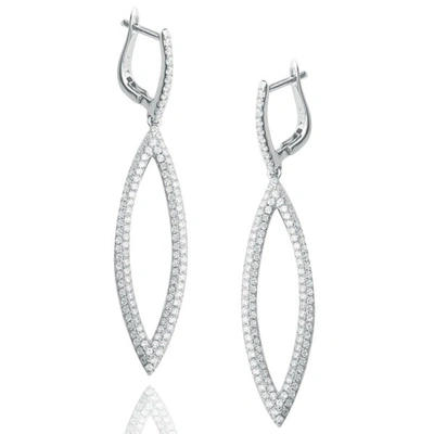 Suzy Levian Pave Cubic Zirconia Sterling Silver Long Earrings In White