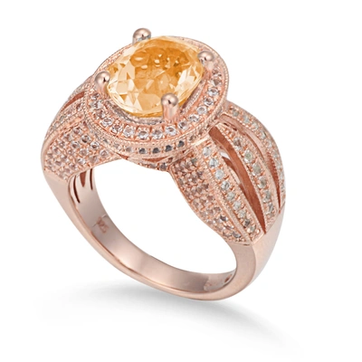 Suzy Levian Sterling Silver 4.52 Tcw Orange Citrine Oval Ring