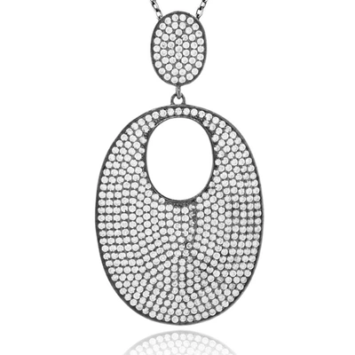 Suzy Levian Cubic Zirconia Sterling Silver Micro Pave Pendant - Black