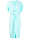 Fisico Cristina Ferrari Gathered V-neck Midi Dress In Blue