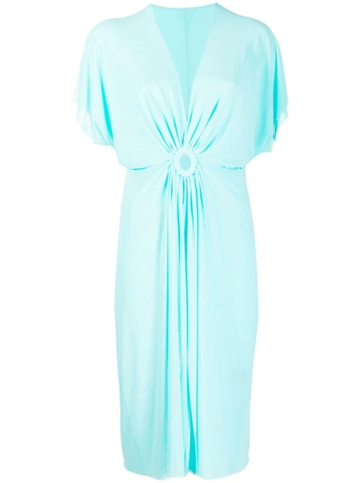 Fisico Cristina Ferrari Gathered V-neck Midi Dress In Blue