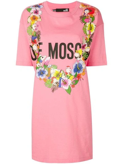 Love Moschino Floral Logo T-shirt Dress